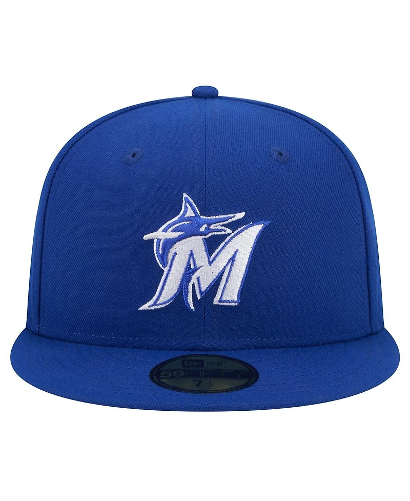 New Era Men's Royal Miami Marlins White Logo 59FIFTY Fitted Hat