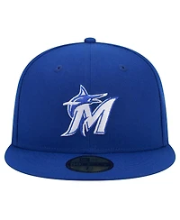 New Era Men's Royal Miami Marlins White Logo 59FIFTY Fitted Hat