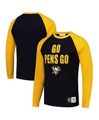 Mitchell & Ness Men's Black/Gold Pittsburgh Penguins Legendary Slub Raglan Long Sleeve T-Shirt