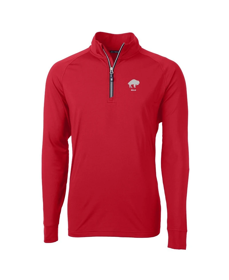 Cutter & Buck Men's Red Buffalo Bills Adapt Eco Knit Stretch Quarter-Zip Throwback Pullover Top