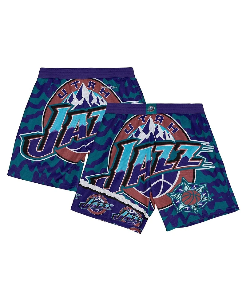 Mitchell & Ness Men's Turquoise/Purple Utah Jazz Jumbotron 2.0 Sublimated Shorts