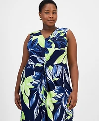 Connected Plus Printed Twisted-Front Maxi Dress
