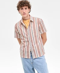 Sun + Stone Men's Arnav Regular-Fit Geo-Stripe Button-Down Shirt, Exclusively at Macy's