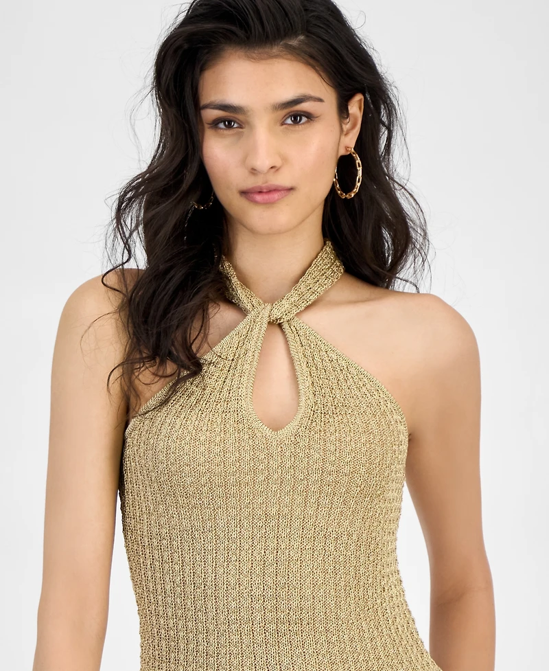 Guess Women's Ella Keyhole Twisted-Halter Sweater Top