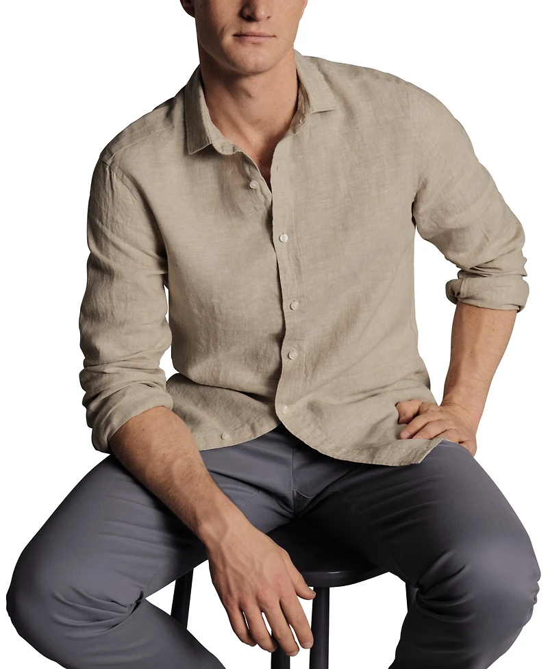 Charles Tyrwhitt Men's Slim Fit Long Sleeve Linen Button-Front Shirt