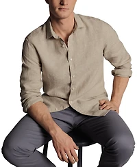 Charles Tyrwhitt Men's Slim Fit Long Sleeve Linen Button-Front Shirt
