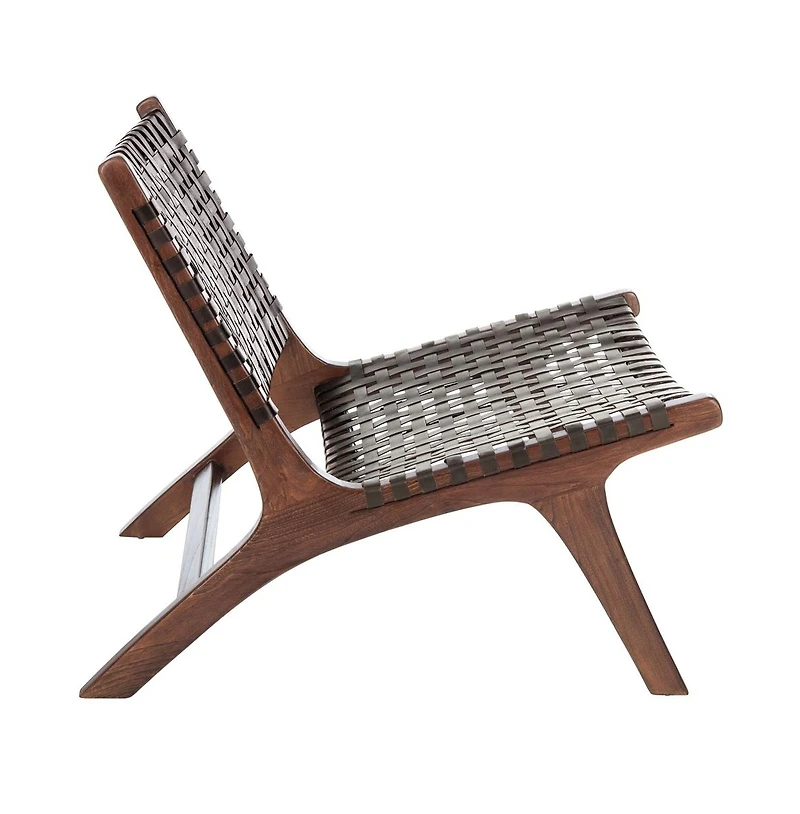 Luna Leather Woven Accent Chair