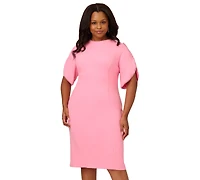 Adrianna Papell Plus Imitation Pearl-Trim Crepe Sheath Dress