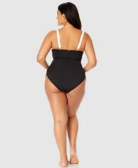 Anne Cole Plus Size Mesh-Trim One-Piece Swimsuit