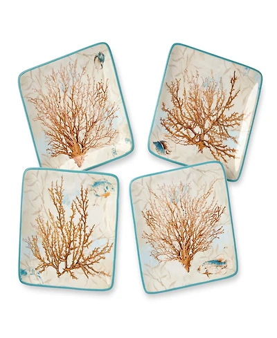 Certified International Escape to the Sea Canape 4-Pc. Plates, Service For 4