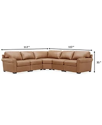 Radley Roll Arm 117" -Pc. Leather Wedge Corner L Sectional