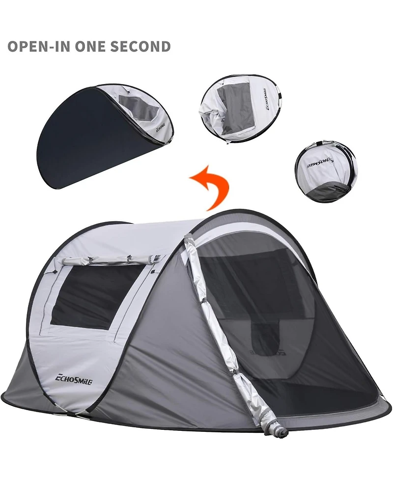 EchoSmile Camping Instant Tent, 2 Person Pop Up Water Resistant Dome Easy Setup for Hiking and Outdoor, Portable Tent with Carry B
