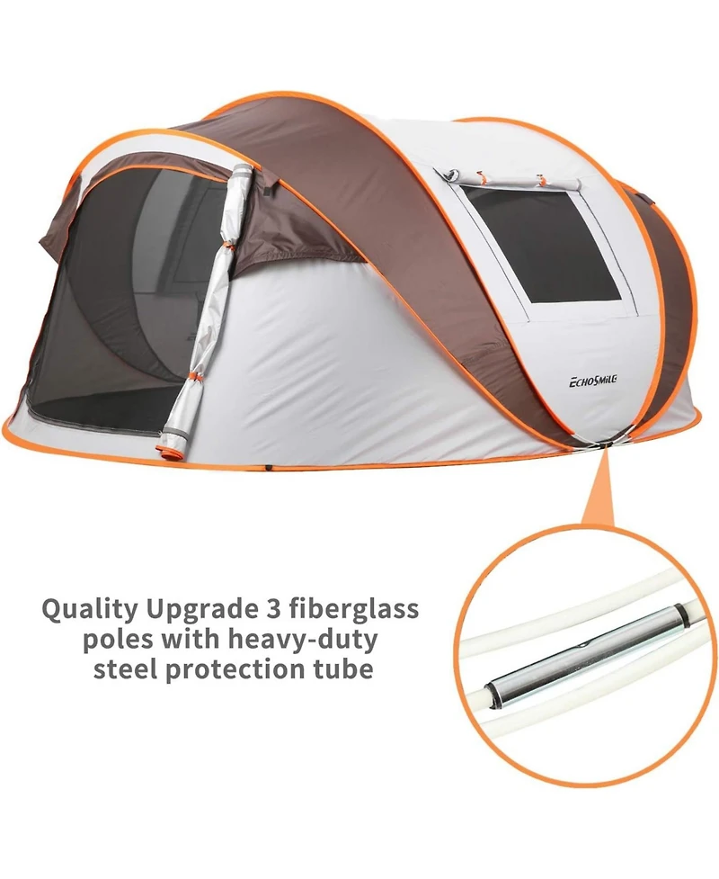 EchoSmile Camping Instant Tent, 6 Person Pop Up Water Resistant Dome Easy Setup for Hiking and Outdoor, Portable Tent with Carry B