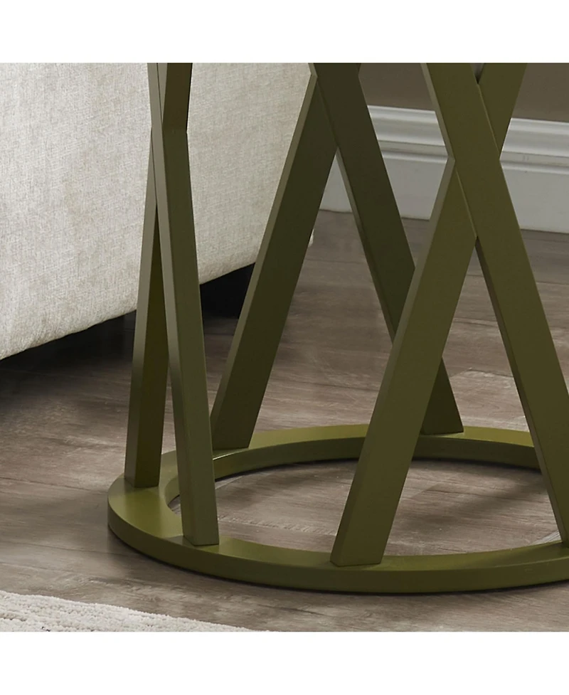 Kings Brand Furniture Emma Side End Table - Modern Round Farmhouse Accent for Living Room, Bedroom, Office