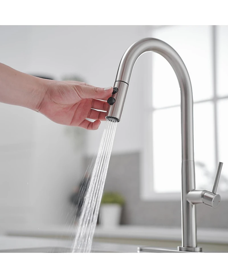 Single Handle Pull Down Sprayer Kitchen Faucet Brushed Nickel