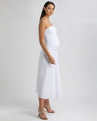 Pietro Brunelli Maternity Maternity Strapless Side Ruching Poplin and Jersey Coco Dress