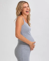 Pietro Brunelli Maternity Maternity Sleeveless Square Neck Rib Knit Super Stretch Belle Dress
