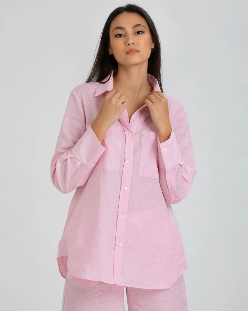 Pietro Brunelli Milano Women's Classic Fit Linen-Blend with Pockets Dafne Blouse