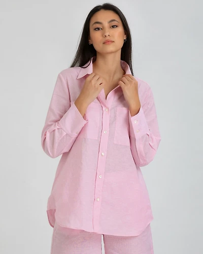 Pietro Brunelli Milano Women's Classic Fit Linen-Blend with Pockets Dafne Blouse