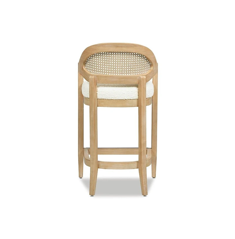 Mid-Century Modern 26" Counter Stool, Cane Back Kitchen Island Chair with Solid Oak Frame, 1 Pk -The Pop Home