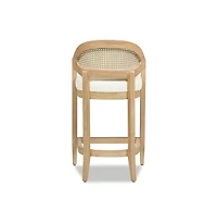 Mid-Century Modern 26" Counter Stool, Cane Back Kitchen Island Chair with Solid Oak Frame, 1 Pk -The Pop Home