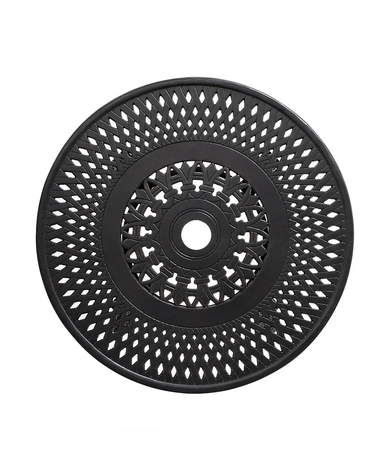 Rounded Metal Bistro Table with Umbrella Hole – Outdoor Dining Table for Patio