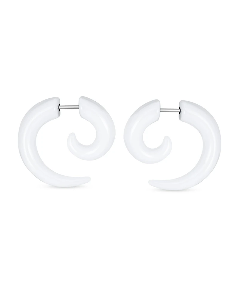 Bling Jewelry Round Swirl Spiral Tribal Fake Faux Ear Plug Taper Earrings Acrylic Resin Steel