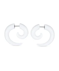 Bling Jewelry Round Swirl Spiral Tribal Fake Faux Ear Plug Taper Earrings Acrylic Resin Steel