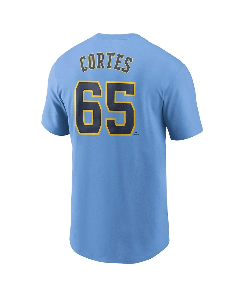 Nike Men's Nestor Cortes Navy Milwaukee Brewers Fuse Name Number T-Shirt