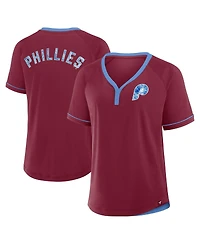 Fanatics Women's Burgundy Philadelphia Phillies Cooperstown Collection League Diva V-Neck T-Shirt