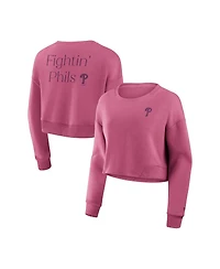 Fanatics Women's Pink Philadelphia Phillies Relax Studio Cropped Pullover Sweatshirt