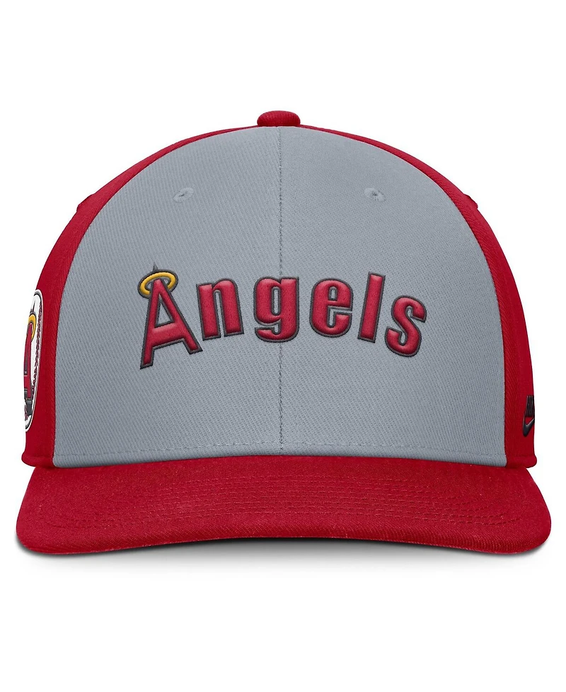 Nike Men's Gray/Red California Angels Cooperstown Collection Pro Performance Snapback Hat