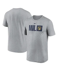 Nike Men's Heather Gray Milwaukee Brewers Tricode Legend T-Shirt