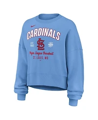 Nike Women's Light Blue St. Louis Cardinals Oversized Long Sleeve Cropped Pullover Sweatshirt