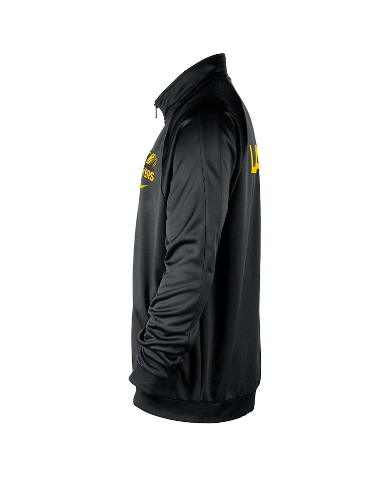 Nike Men's Black Los Angeles Lakers Courtside Pique Club Full-Zip Track Jacket