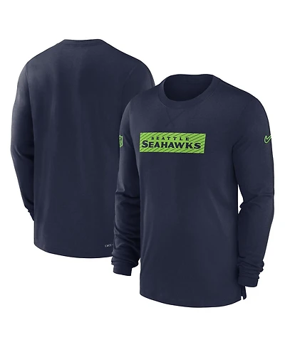 Nike Men's College Navy Seattle Seahawks Sideline Player Performance Long Sleeve T-Shirt