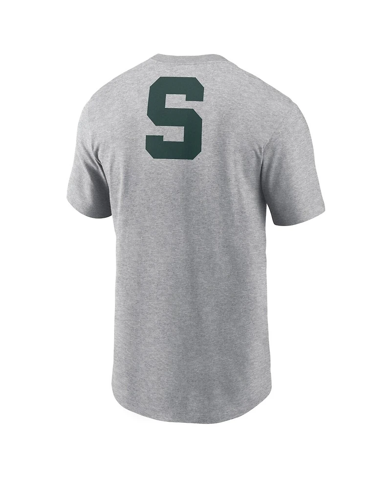Nike Men's Heather Gray Michigan State Spartans Campus 2-Hit Primary Mascot T-Shirt
