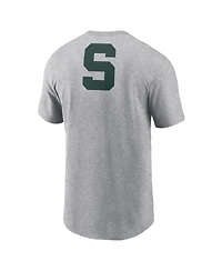 Nike Men's Heather Gray Michigan State Spartans Campus 2-Hit Primary Mascot T-Shirt
