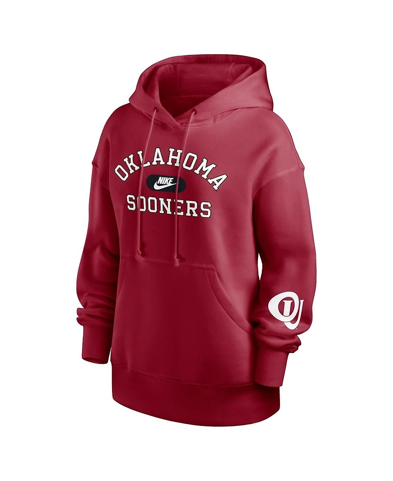 Nike Women's Crimson Oklahoma Sooners Oversized Legacy Phoenix Foundational Stack Pullover Hoodie