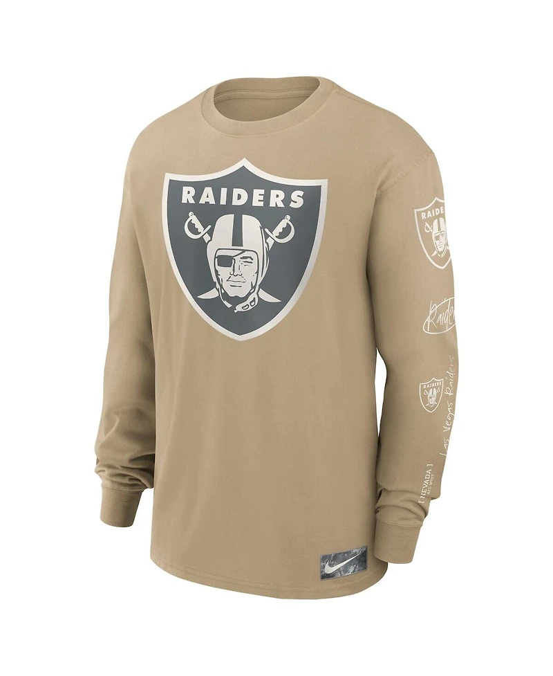 Nike Men's Tan Las Vegas Raiders Essential Statement Max90 Long Sleeve T-Shirt