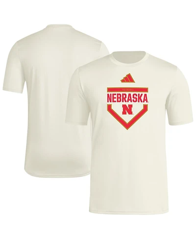 Adidas Men's Cream Nebraska Huskers Home Plate Pre-Game T-Shirt