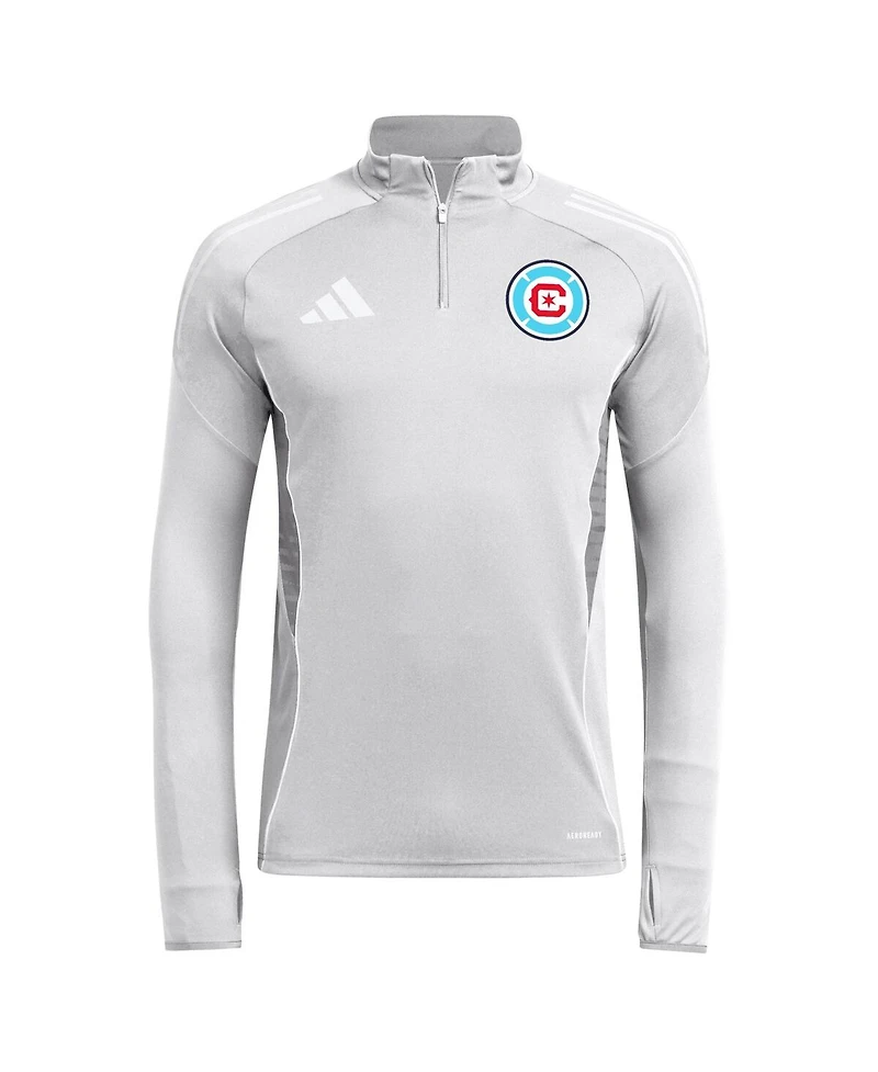 Adidas Men's Silver Chicago Fire 2025 Quarter-Zip Long Sleeve Training Top