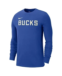Nike Men's Royal Milwaukee Bucks 2024/25 City Edition Essential Logo Long Sleeve T-Shirt