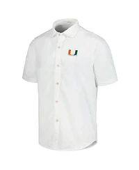 Tommy Bahama Men's White Miami Hurricanes Coconut Point Palm Vista Island Zone Camp Button-Up Shirt