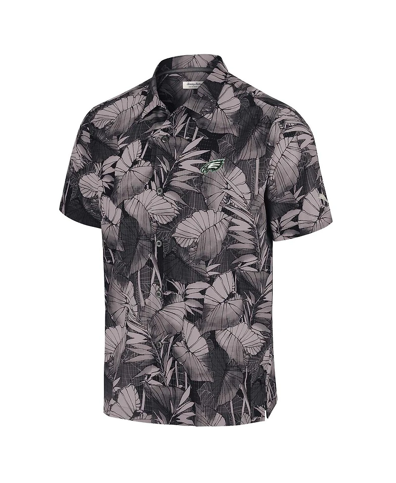 Tommy Bahama Men's Black Philadelphia Eagles Coast Nuevo Fronds Camp Button-Up Shirt