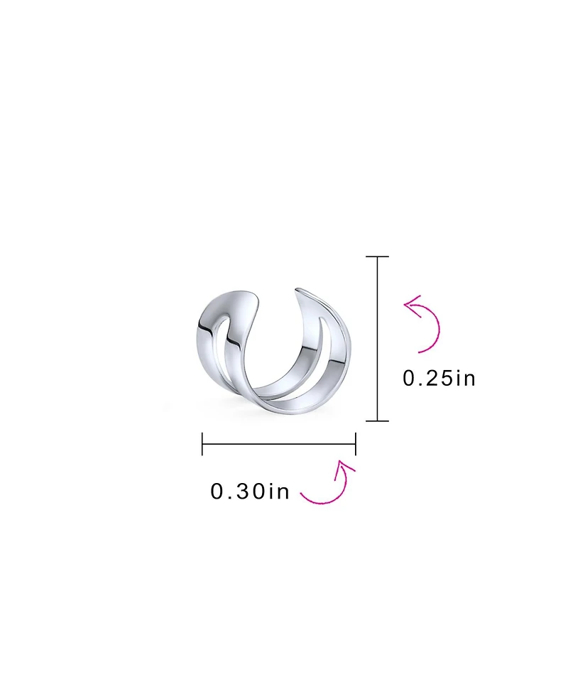 Bling Jewelry Tiny Modern Geometric Helix Wrap Two Band Ear Cuffs Cartilage Lobe Earrings Rose Gold Plated Silver