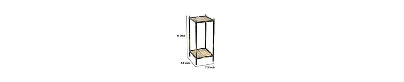 Small 2-Tier Plant Stand For Outoor Metal Frame with Square Stone Shelves