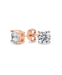 Bling Jewelry Round Solitaire Cz Stud Earrings Rose Gold Plated 925 Sterling Silver