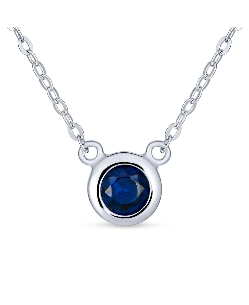 Bling Jewelry Petite Delicate 5MM Bezel Set Cz Solitaire Pendant Station Necklace Cubic Zirconia .925 Sterling Silver