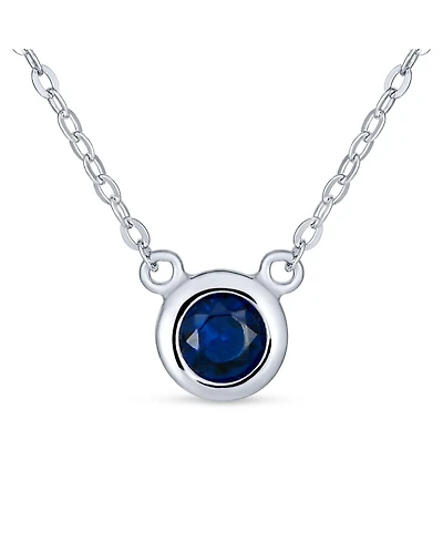 Bling Jewelry Petite Delicate 5MM Bezel Set Cz Solitaire Pendant Station Necklace Cubic Zirconia .925 Sterling Silver